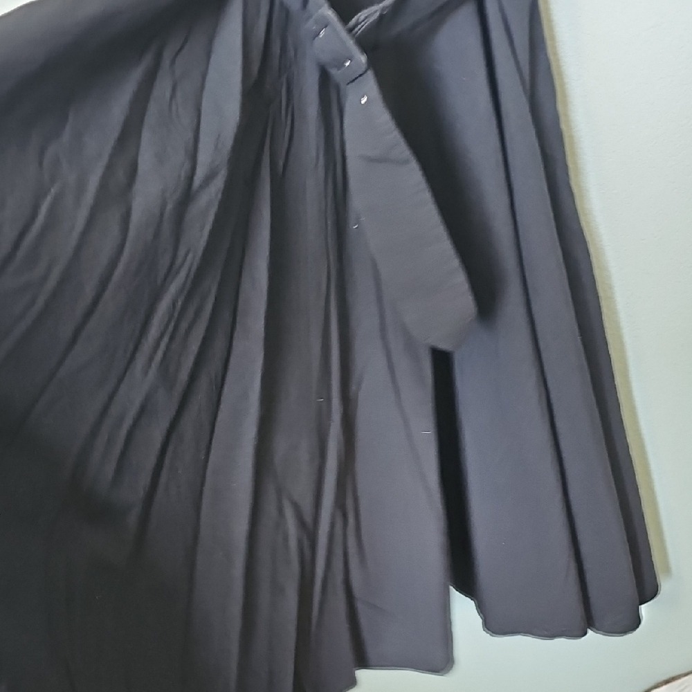 Calista V Neck Witchy Fall Belted Small Cotton Elegant Black Sleeveless Dress - Picture 7 of 11